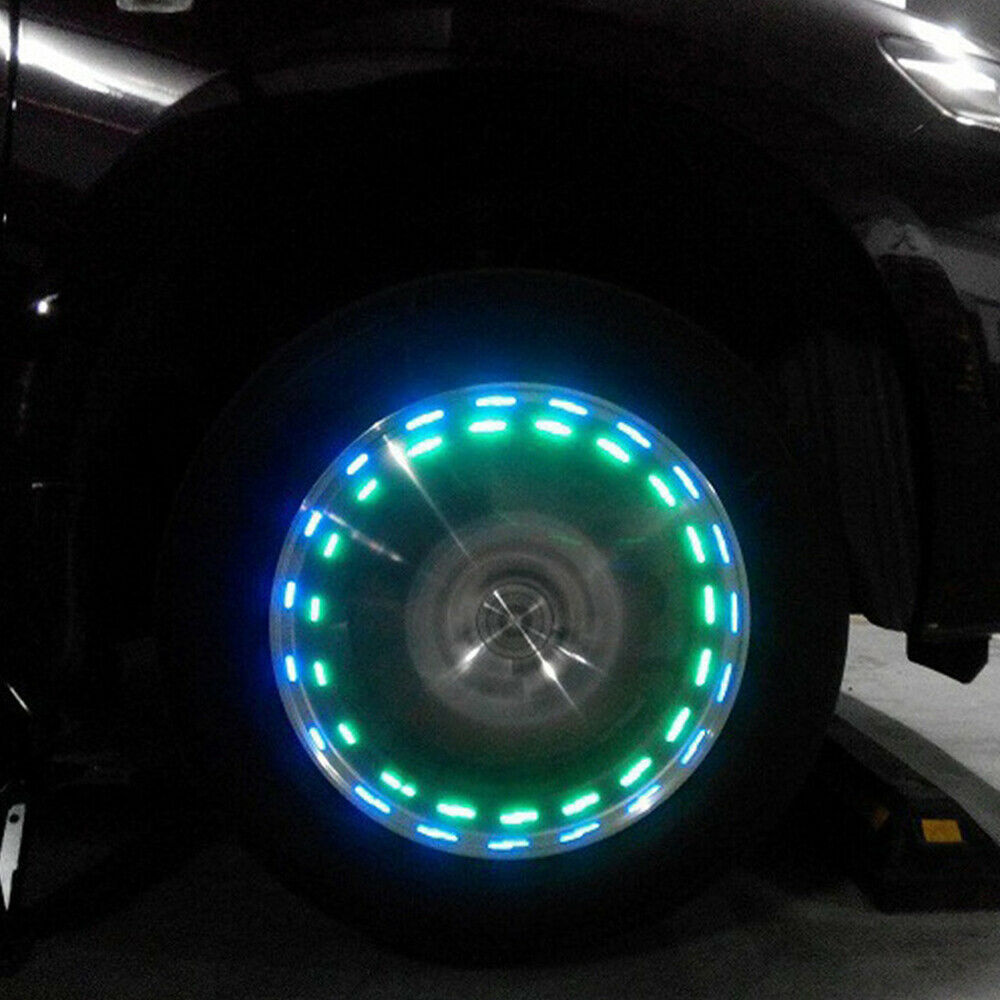 Tire Tyre Air Valve Stem Wheel Well Rim LED Light Lamp 15-Mode Neon For Car Bike