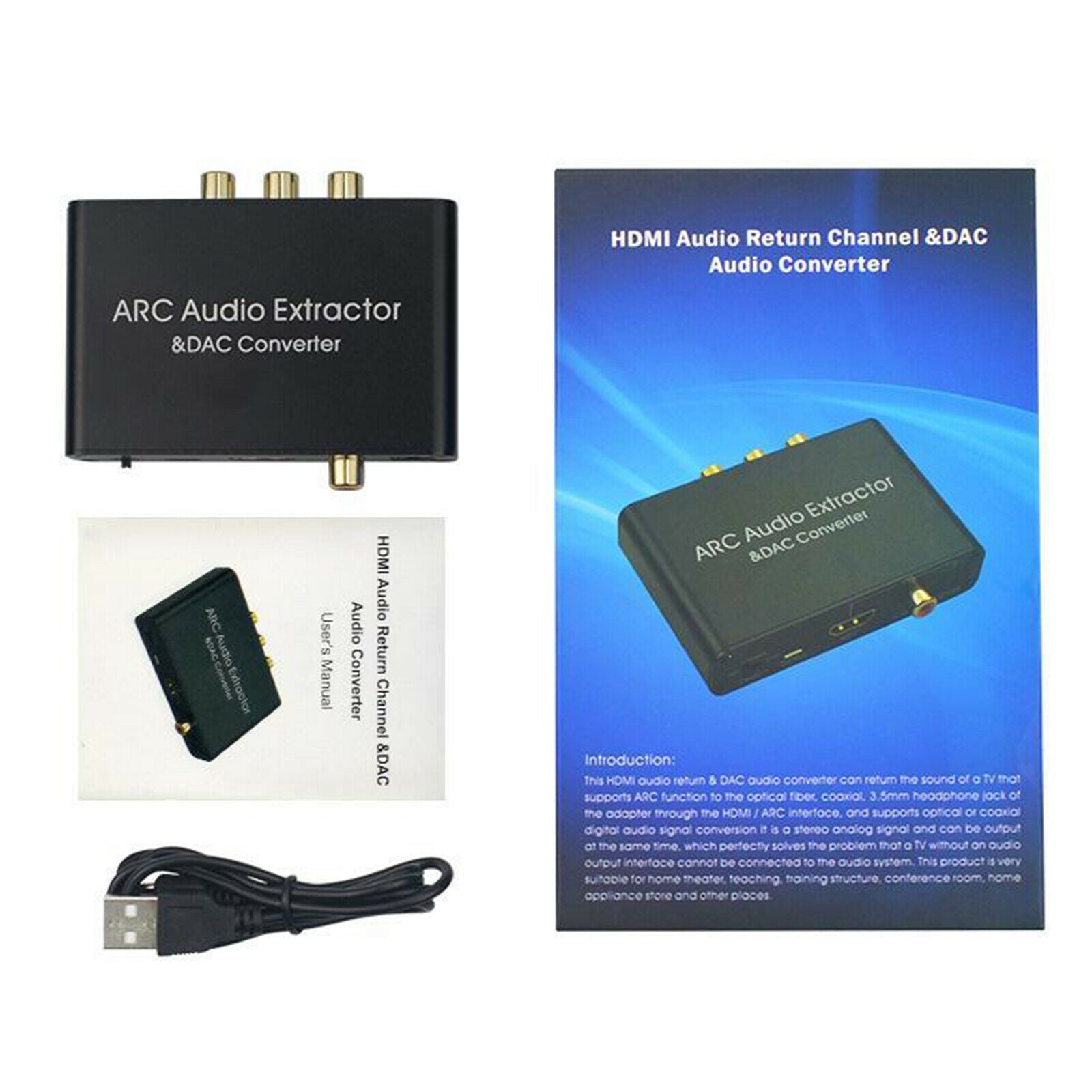 Aluminum ARC Audio Extractor Adapter & DAC Converter 3.5mm L/R Stereo Audio