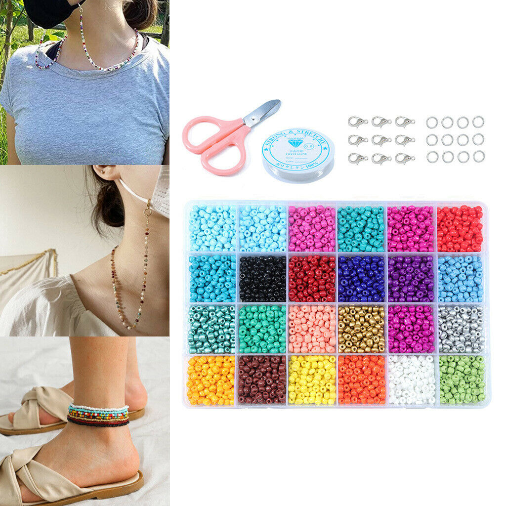 14523 Pack Lots Mini Beads Glass Beads Colorful Round Glass Beads Craft Beads