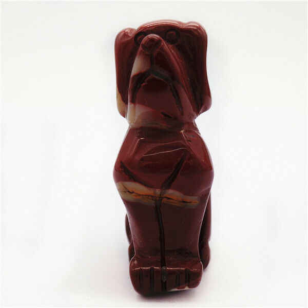 52x31x18mm Natural Red Jasper Carved Dog Decoration Statue Stone Decor HH7953