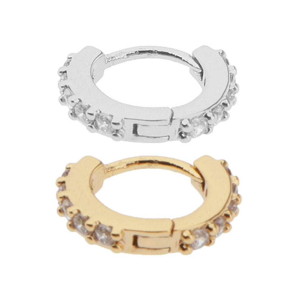 2pcs Fashion Round Huggie Hoop Earrings CZ Helix Cuff Ear Studs Jewelry 6mm