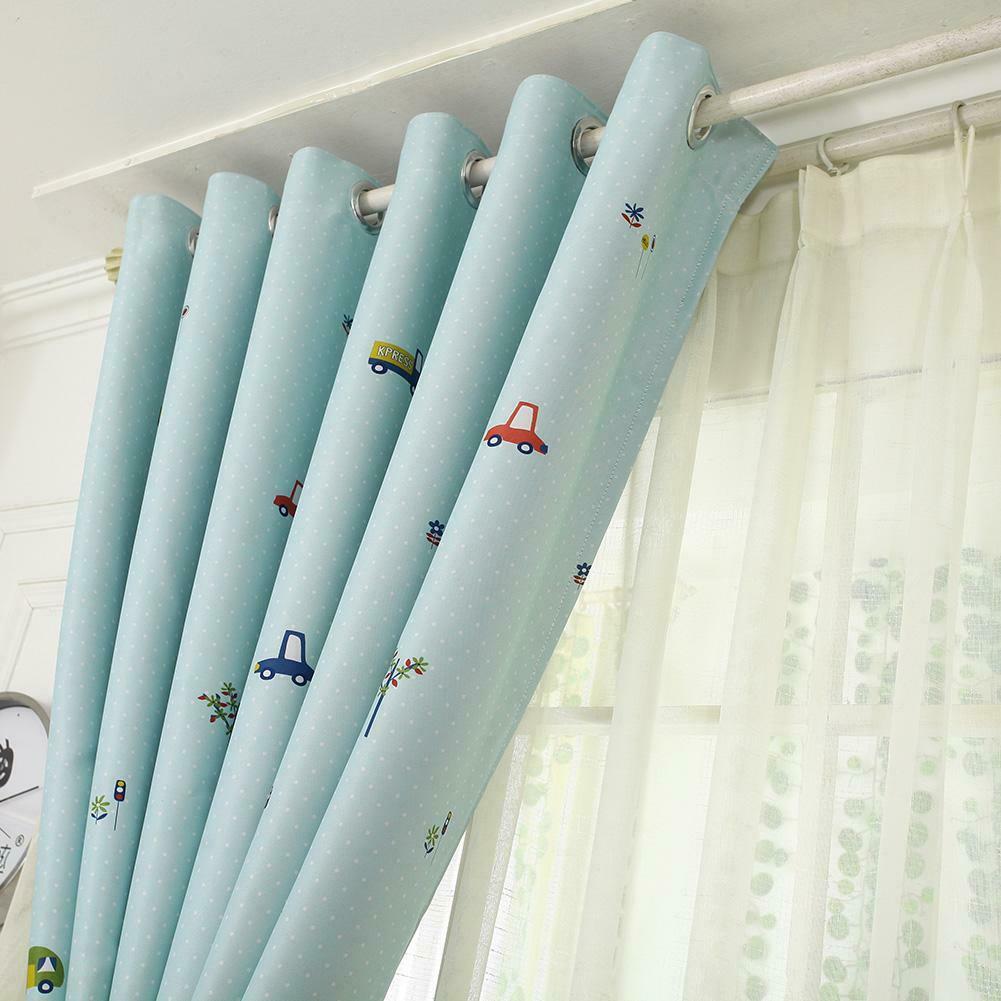 Cartoon Car Print Blackout Curtains Window Blinds Drapes Purdah Home Decor @
