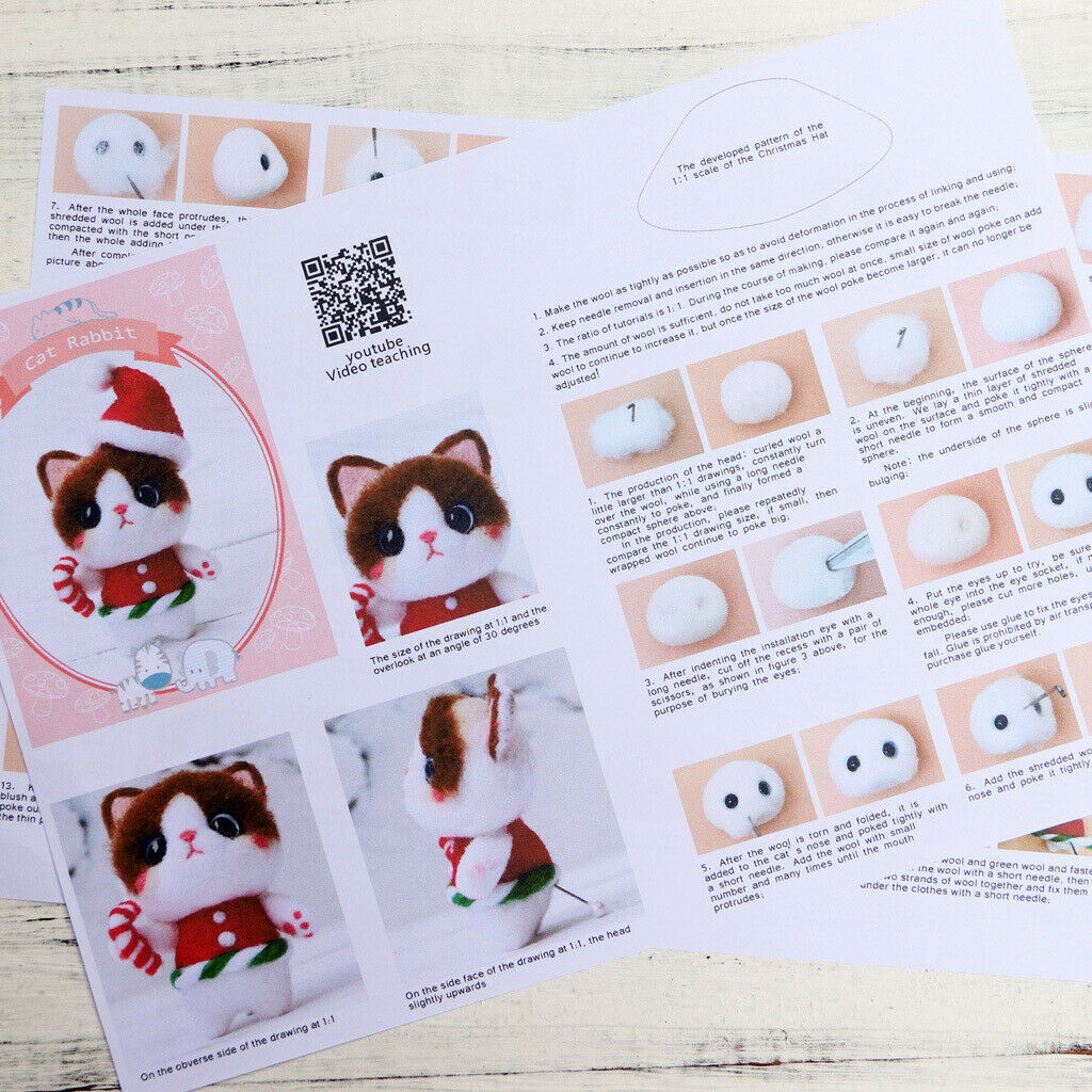2 Pack Needle Felting Kits with Basic Tools Roving Needlework Home Decor