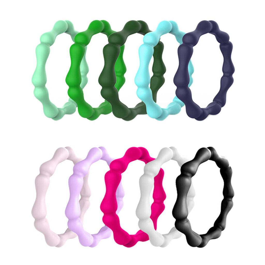 10x Silicone Rings Premium Fashion Forward Stackable Finger Ring 8