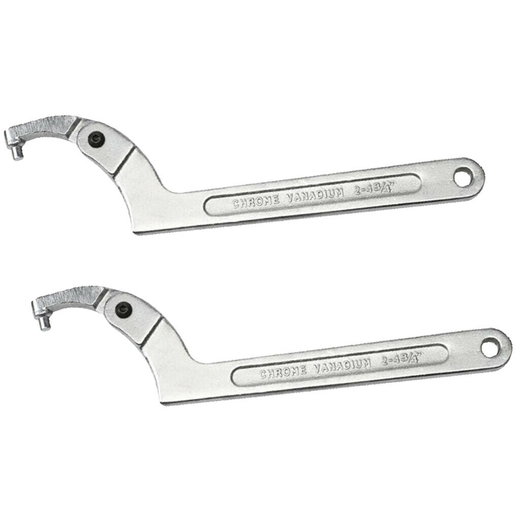 2 Pieces Heavy Duty Chrome Adjustable Hook Wrench C Spanner Tool 19-51mm