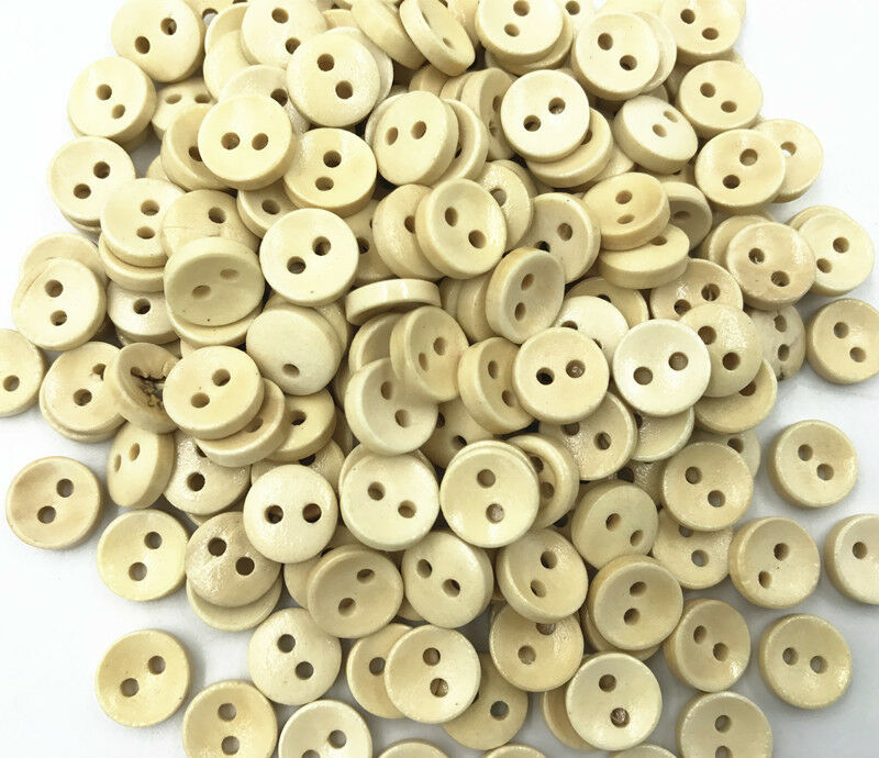 200pcs Wooden buttons beige Round Sewing clothes 2-holes Scrapbooking 10mm