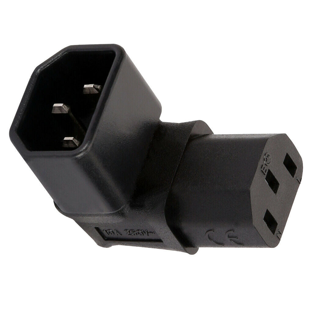 1X IEC320-C14 to C13 Right Angle 90 Degree Angled AC Power Adapter Extension