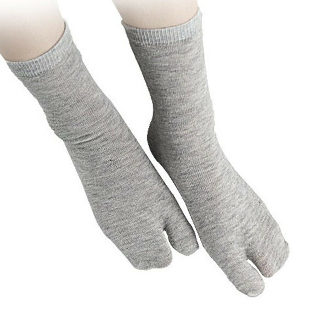6 Pairs Elastic 2 Toe Socks Japanese Tabi Toe Socks Breathable Gray+Blac