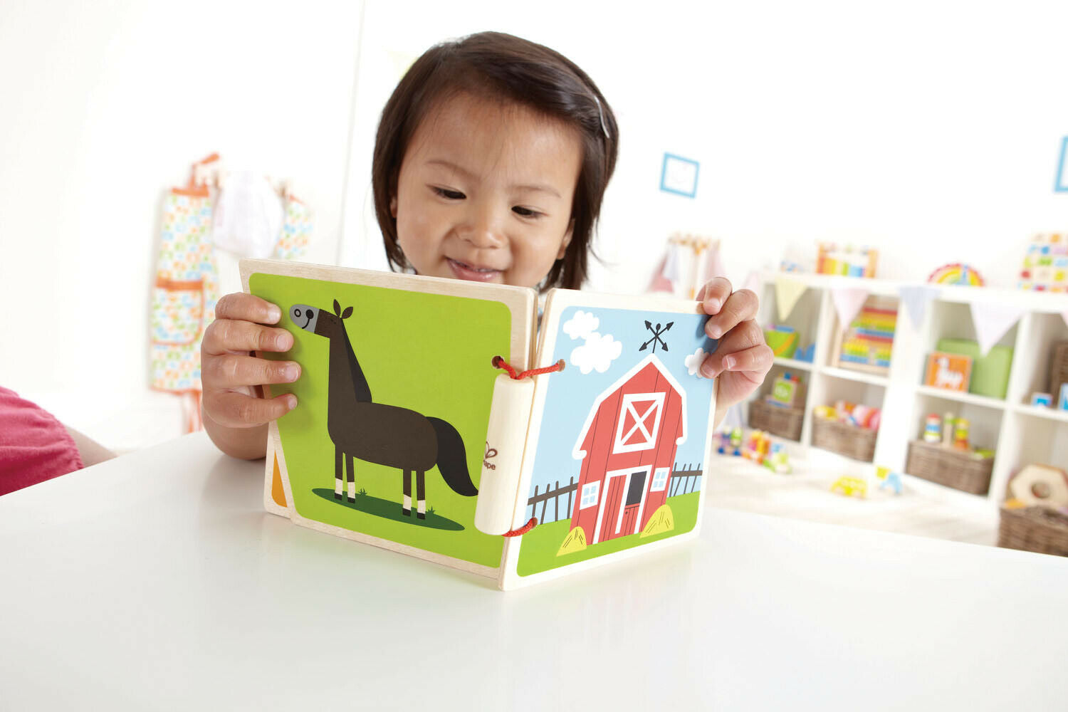 E0030 HAPE At the Farm Wooden Picture Book 8 Animal Pictures Baby 10 Months+