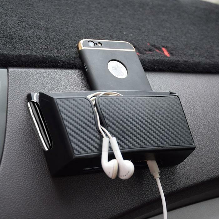 Car Air Vent Storage Box Cell Phone Charging Cigarette Tickets Organizer Holder
