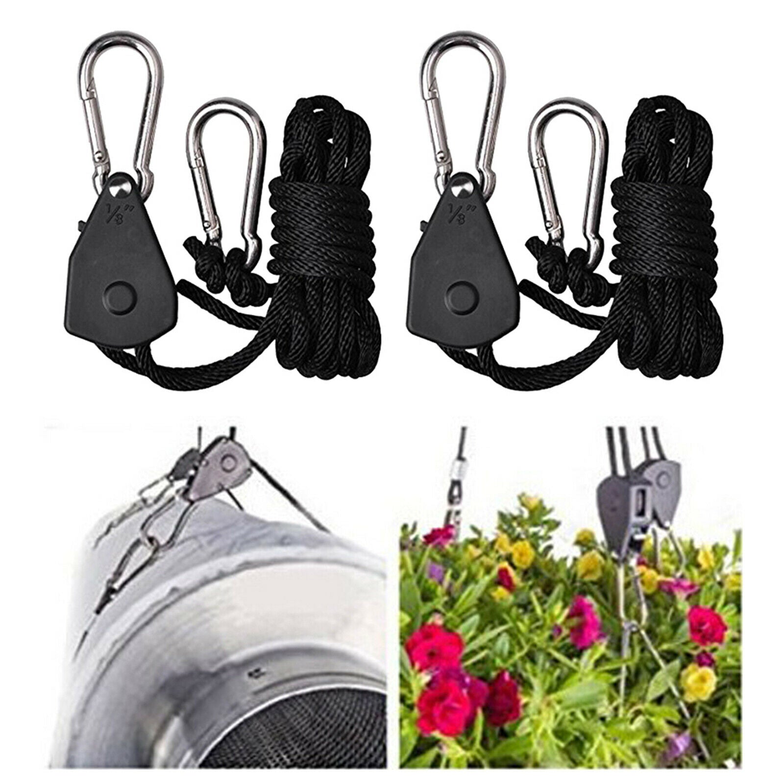 1 Pair Ratchet Lock Tie Down Strap Heavy Duty Kayak Canoe Boat Rope Hanger