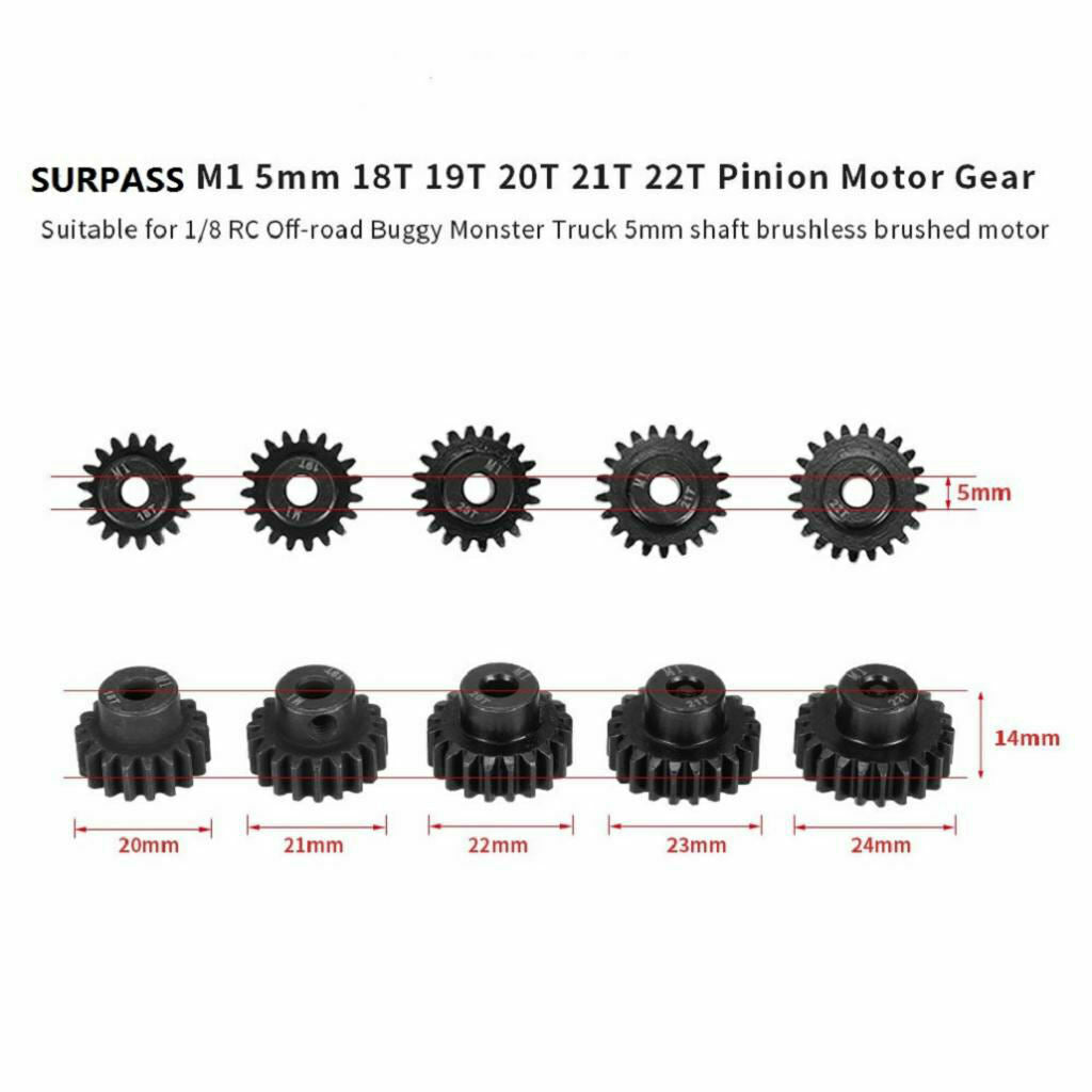 M1 5mm 18t 22t Gear Motor Pinion For 1/8 Rc Car
