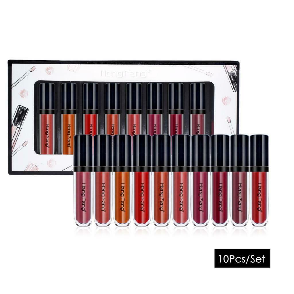 10 lot Matte Liquid Lipstick Lip Gloss Lip Full Beauty Set Long Lasting