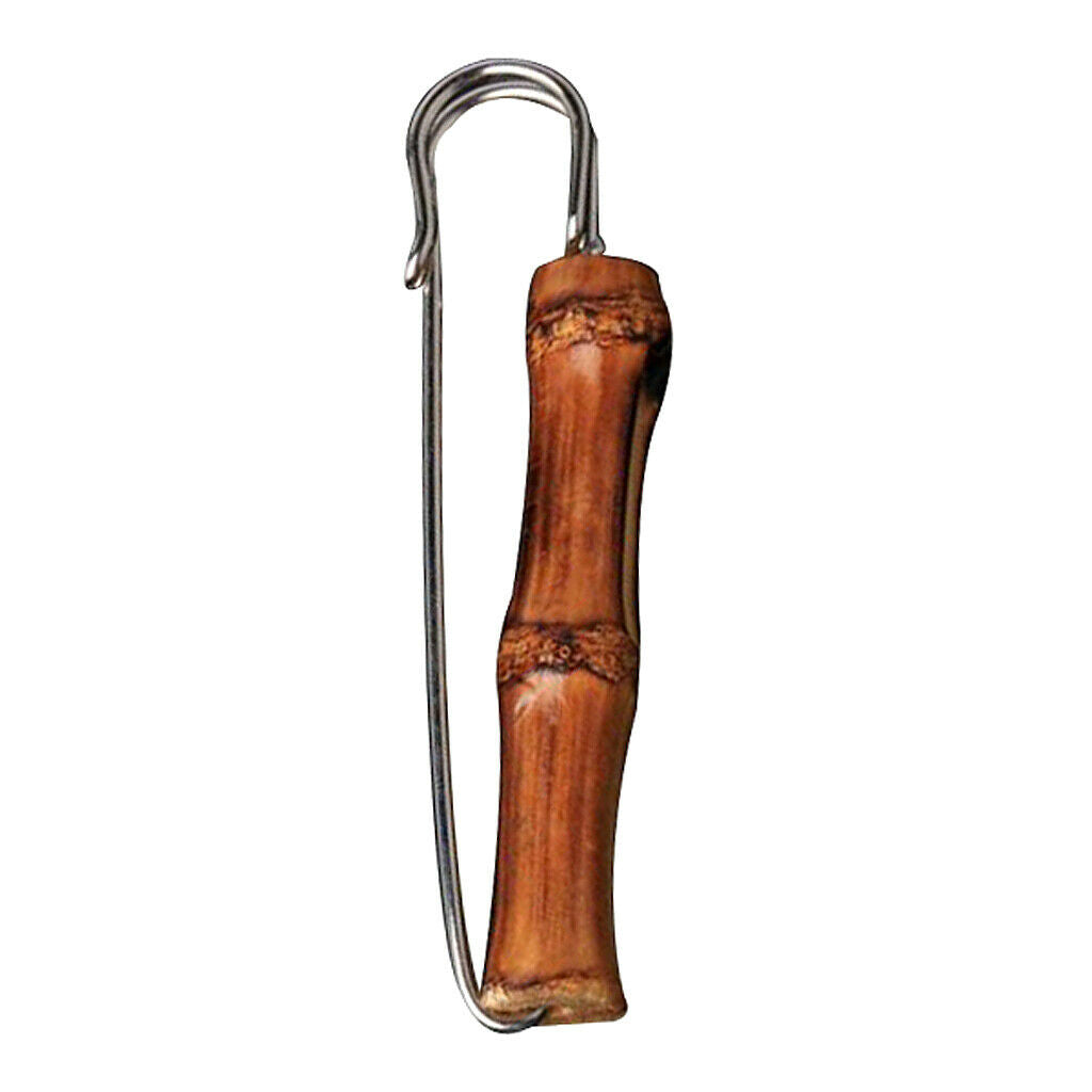 4x Retro Wooden Safety Pins for Scarf Ornaments Suit Brooch for Women Men