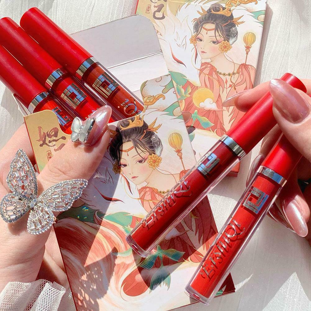 5Pack Chinese style Lipstick Set Matte Velvet Lasting Girl Lip Glaze Set Makeup