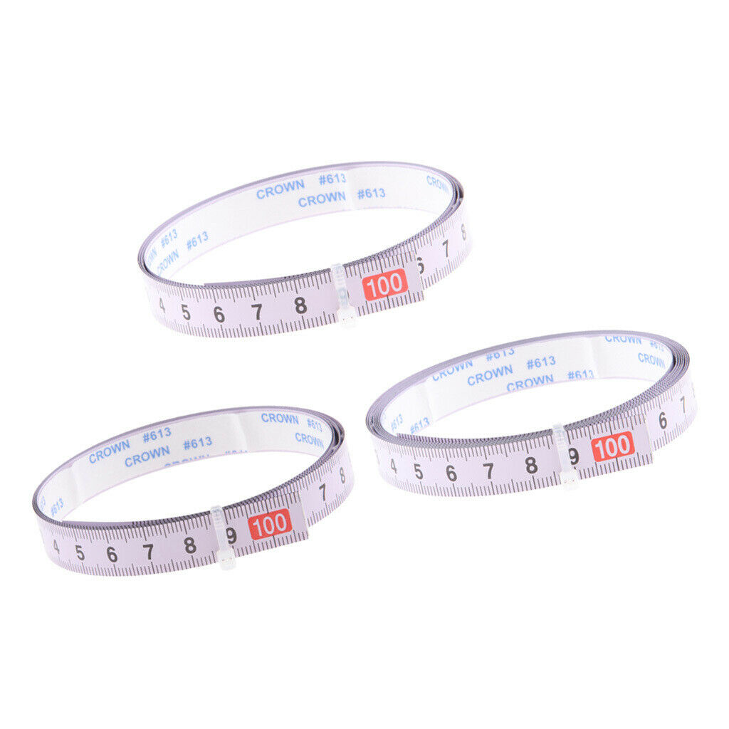 3pcs Table Miter Saw Track Tape Self Adhesive Backing Metric Steel Ruler