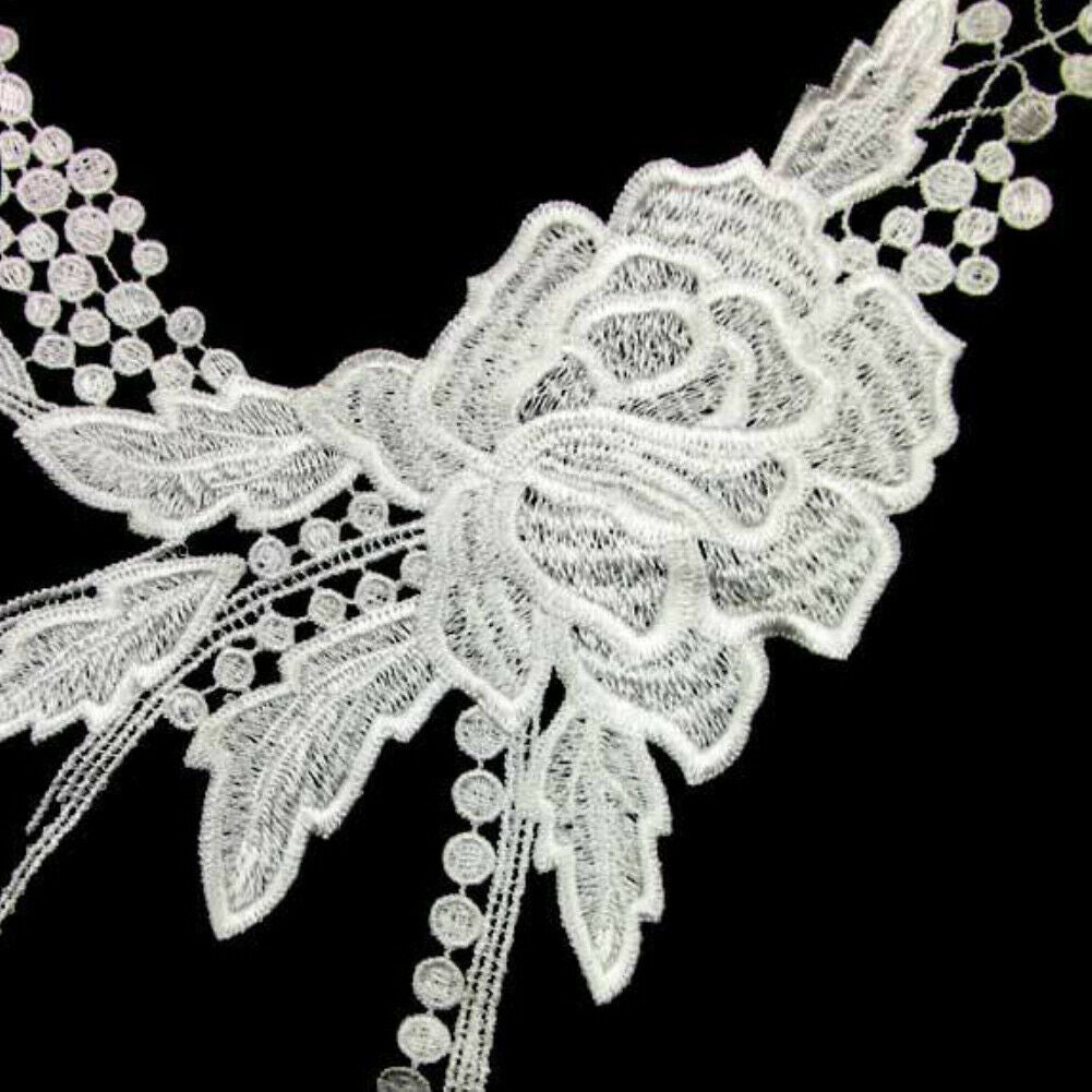 Floral Embroidered Neckline Neck Collar Neckwear Trim Clothes Sewing Applique