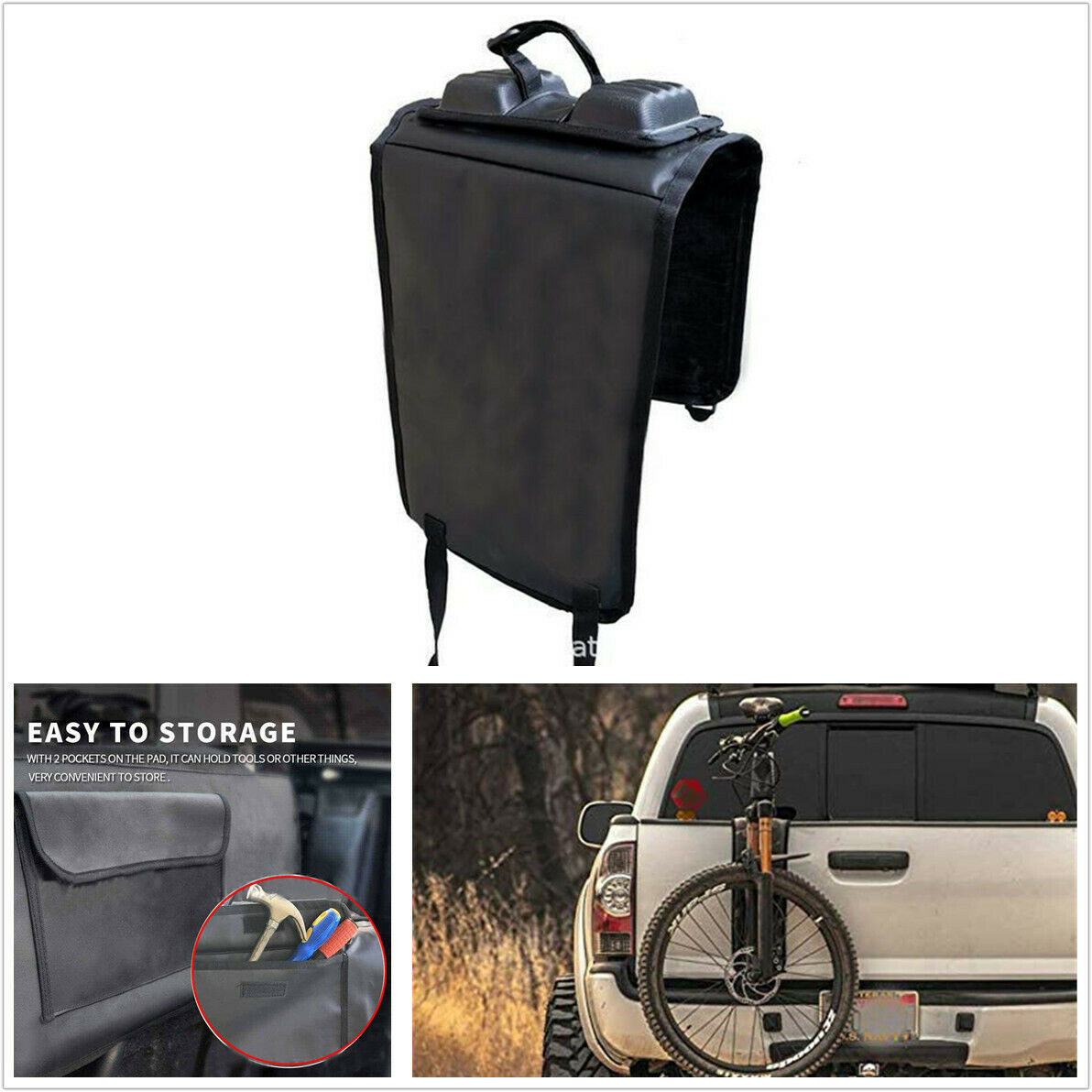 Portable Tailgate Pad Shuttle Pad Protective Bike Rack w/ Strap For Pickup Truck