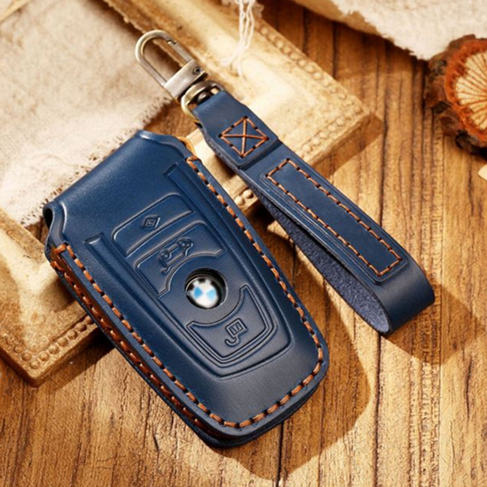 Leather Car Smart Key Shell Fob Case Chain For BMW X1 3 5 Series F10 F20 F30 F40