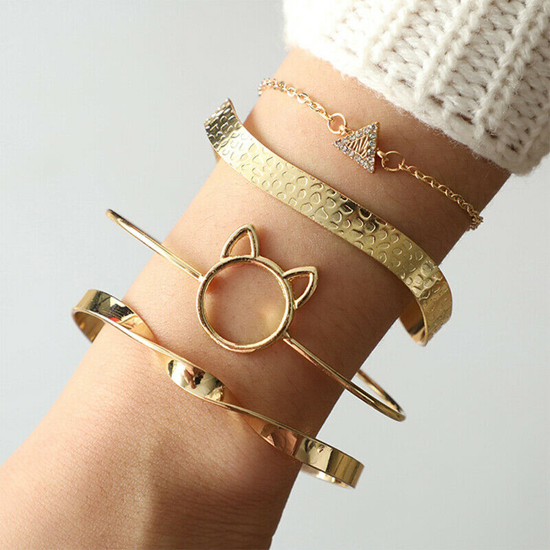 4Pcs/set Geometric Chain Bracelets for Women  Charm Bangles Fashion Jewel.l8