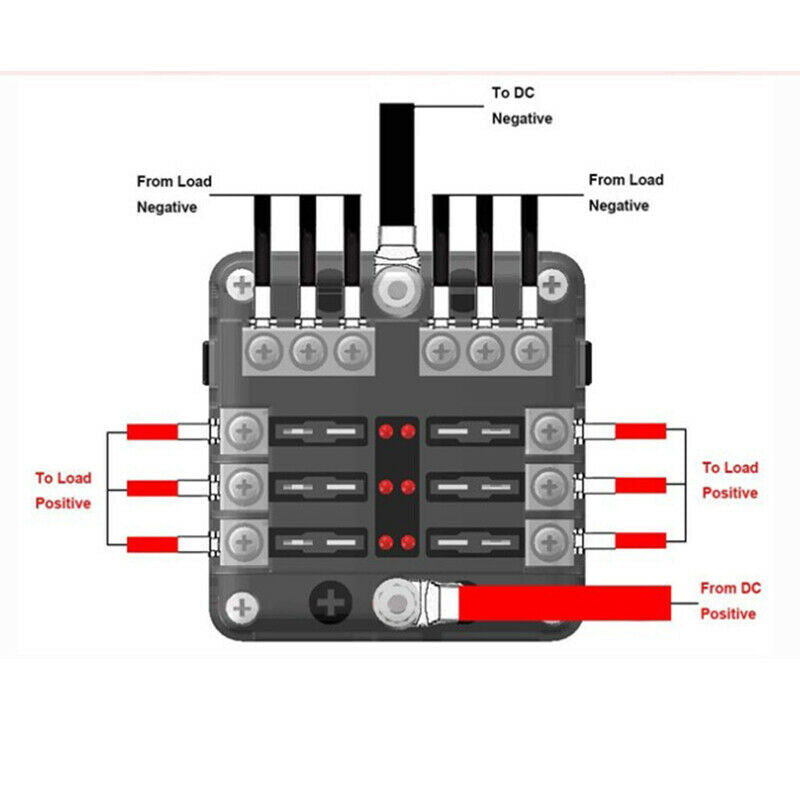 6 Way Fuse Box with screw Blade Fuses Holder Block Car Fuses Universal Fittm TH