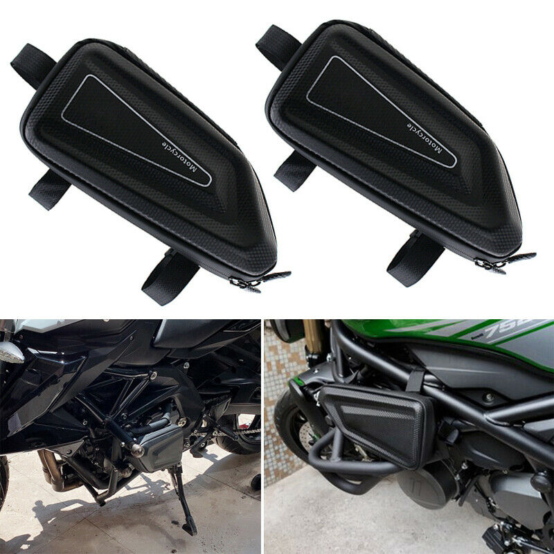 2pcs Hard Shell Motorcycle Luggage Saddle Tool Side Hanging Bag Black Waterproof