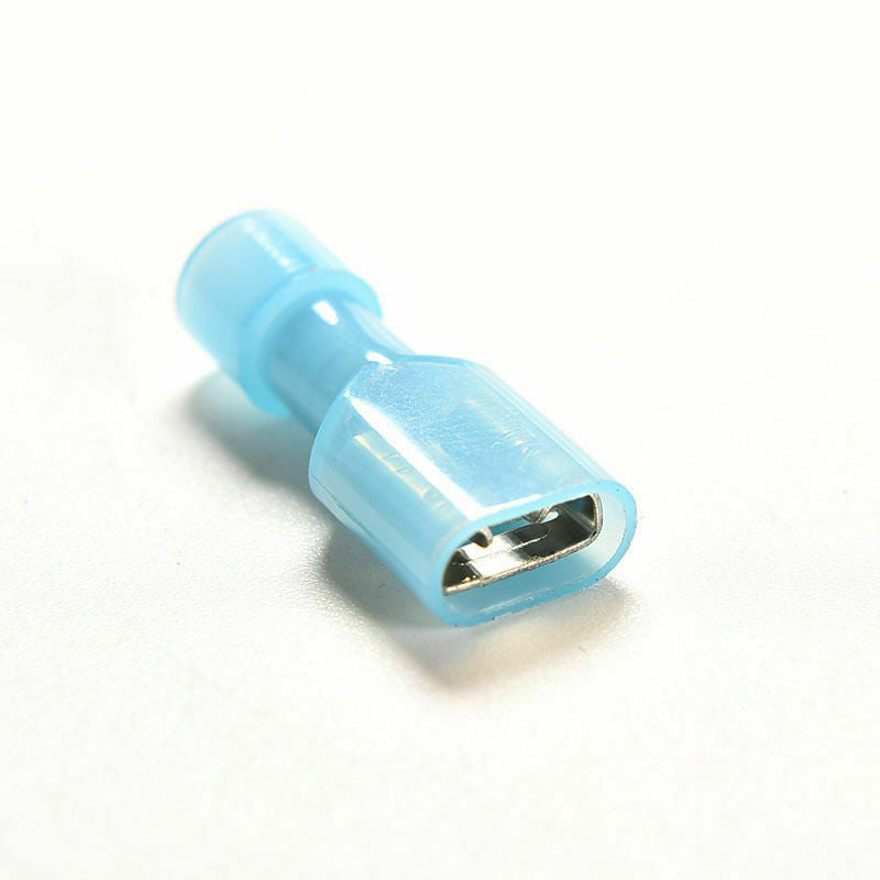 50pcs Blue 16-14AWG Fully Insulated Nylon Female Spade Crimp Connector Terminals
