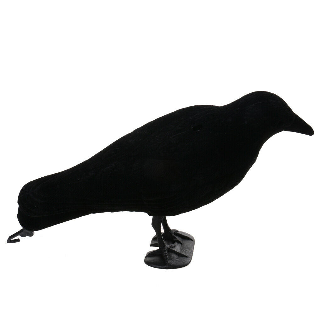 Flocked Hard Realistic Calling Crow Decoy Vermin Rook Decoying Hunting
