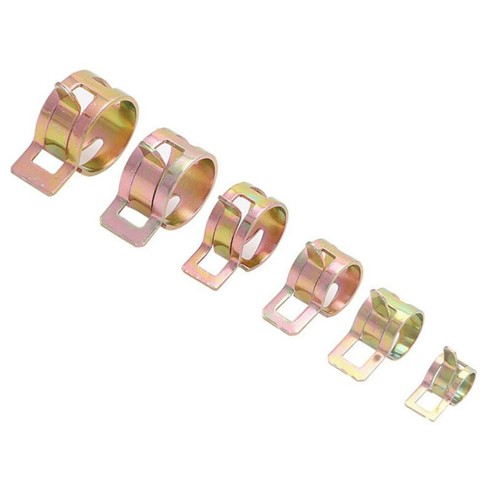 100Pcs 6-22mm Fuel Oil Water Hose Pipe Tube Spring Clip Clamp Fastener 10 Sizes