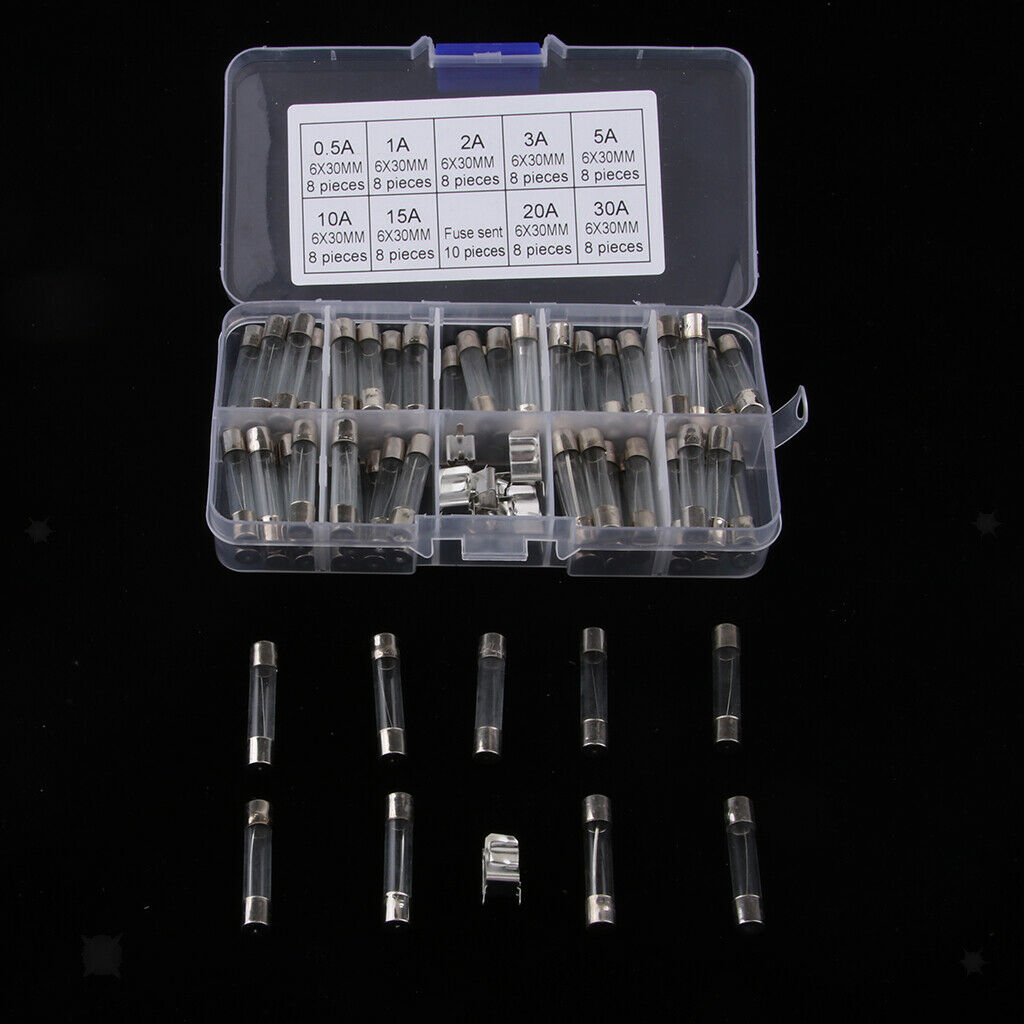 Assorted Glass Fuses 6x30mm Quick Blow Fast Acting Fuse & 16 AWG Cable AGC