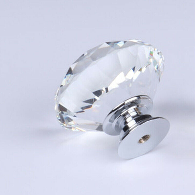 Crystal Diamond Glass Door Knobs Cupboard Drawer Furniture Handle Cabinet HN US