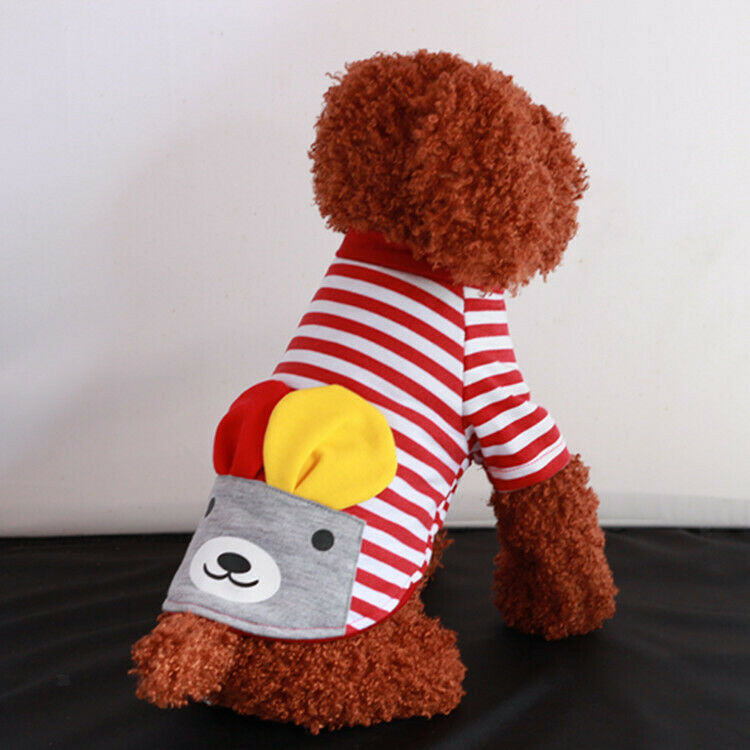 Pet Puppy Small Striped Dog Cat Vest T-Shirt Summer Apparel Clothes Red M