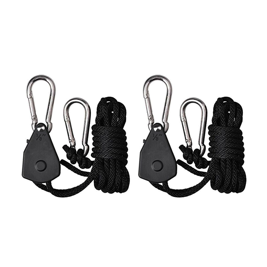 1 Pair Black Ratchet Rope Ratchet Hanging Kit for Hydroponic/Grow Tent