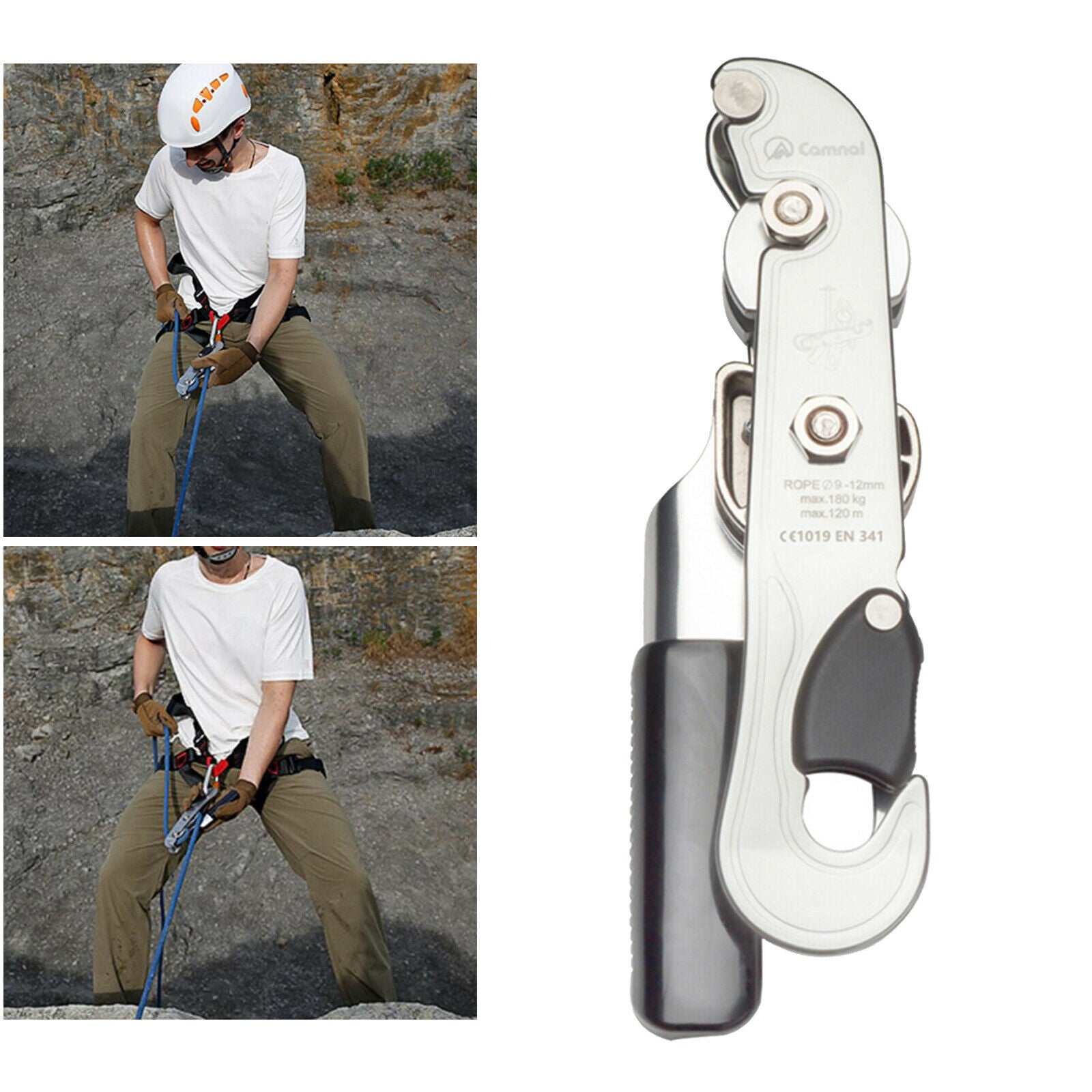25KN Climbing Self Braking Descender Rappel Equipment for Ropes 9-12mm