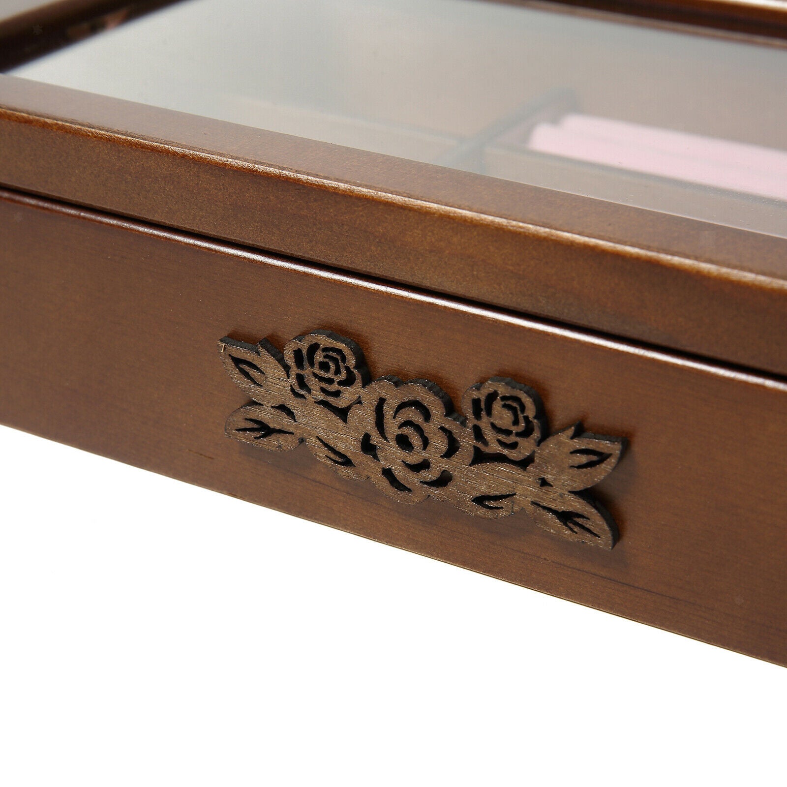 Wooden Jewelry Storage Box Watch Earring Bracelet Display Organizer Case