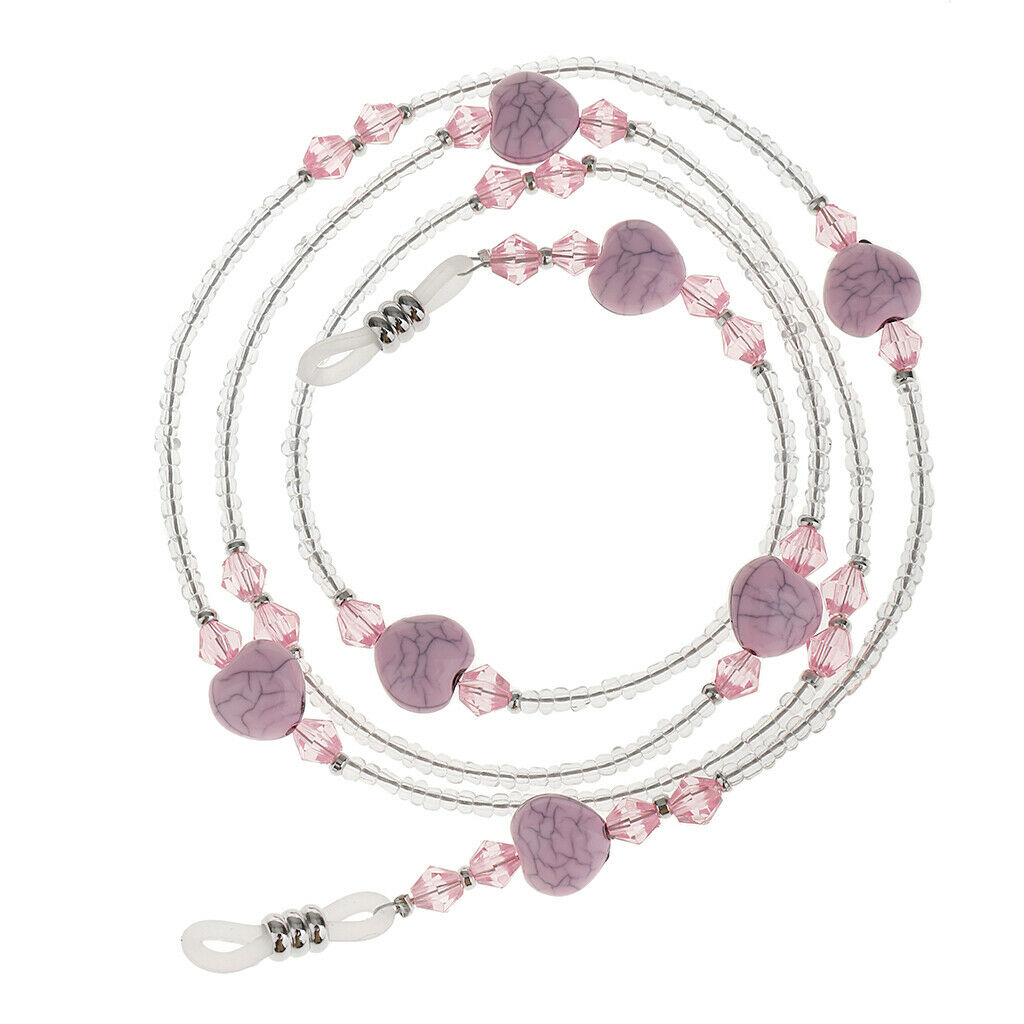 2 Pieces Women Heart Eyeglass Cord Holder Necklace Sunglass Neck Strap Chain