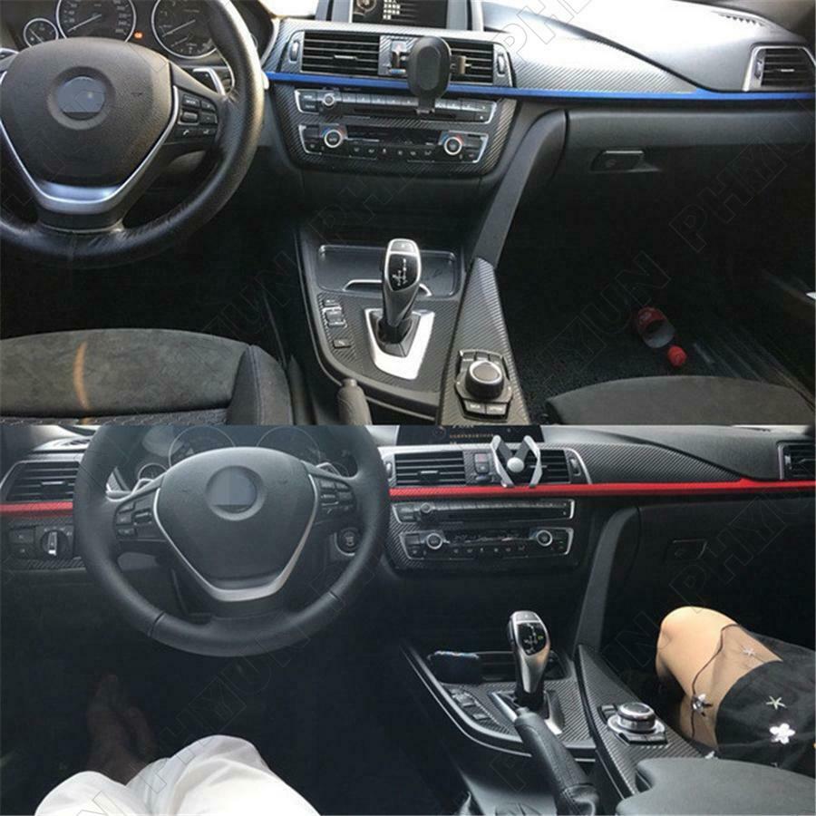 For BMW 3 Series F30 F31 Interior DIY Trim Stickers Matte Carbon Fiber Style