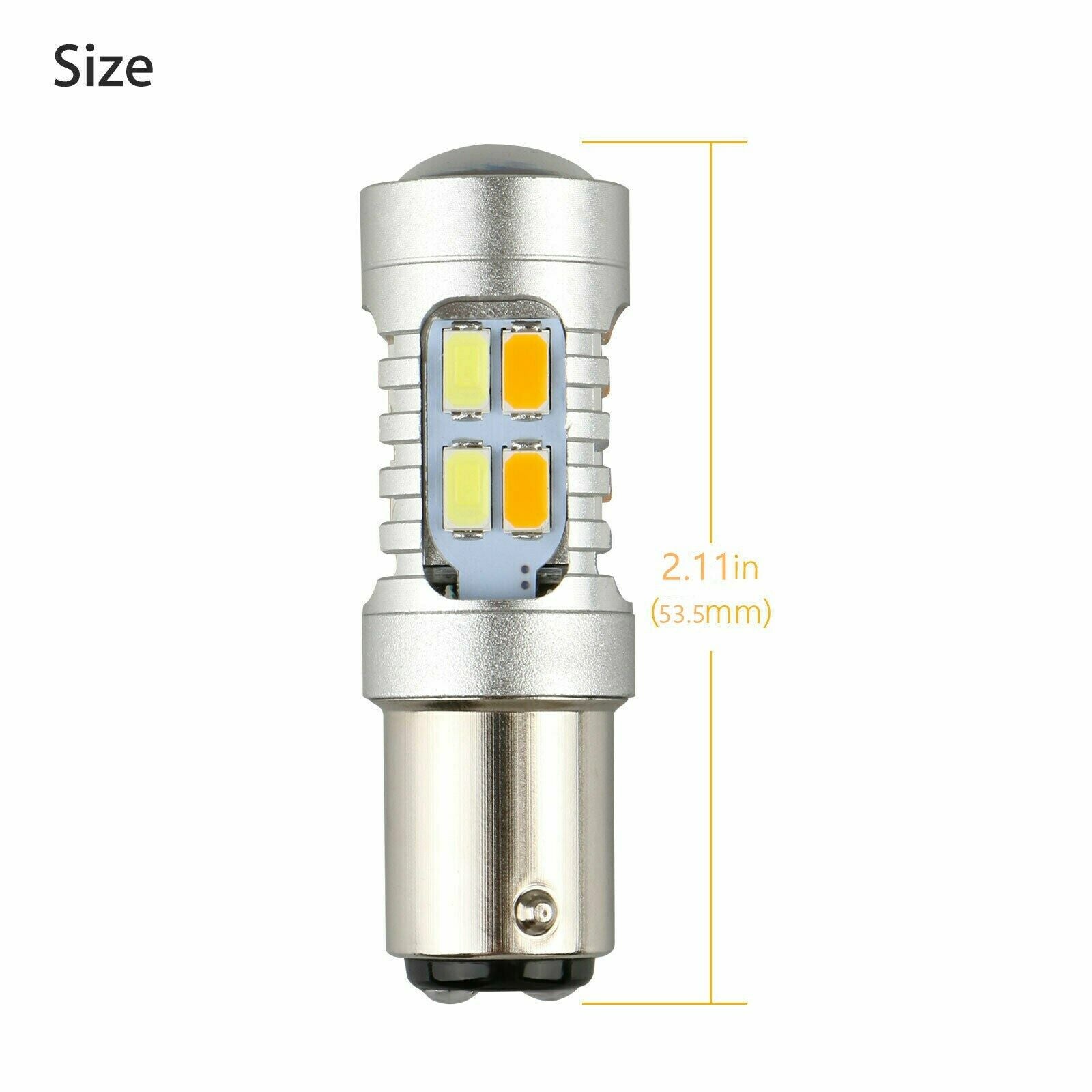 2x 1157 Dual Color Switchback 5630 6000K White/Amber LED Signal Turn Light Bulbs