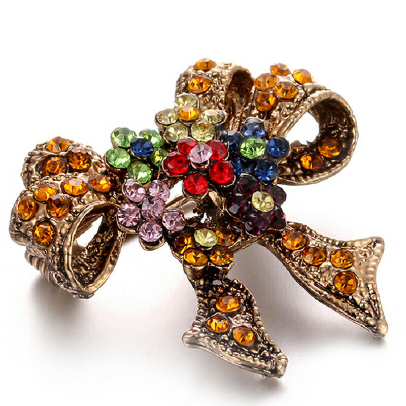 Enamel Bowknot Crystal Rhinestone Brooch Pin Women Suit Collar Brooch Jew.l8