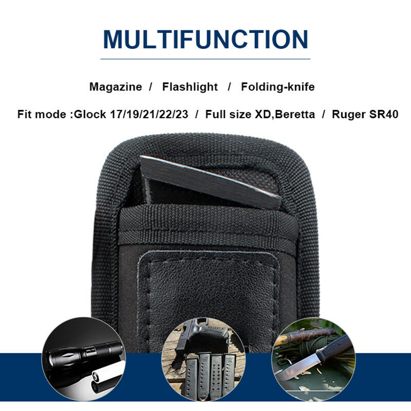 Magazine Pouch Double Stack 9mm Concealed Carry For Glock 17 19 21 Beretta