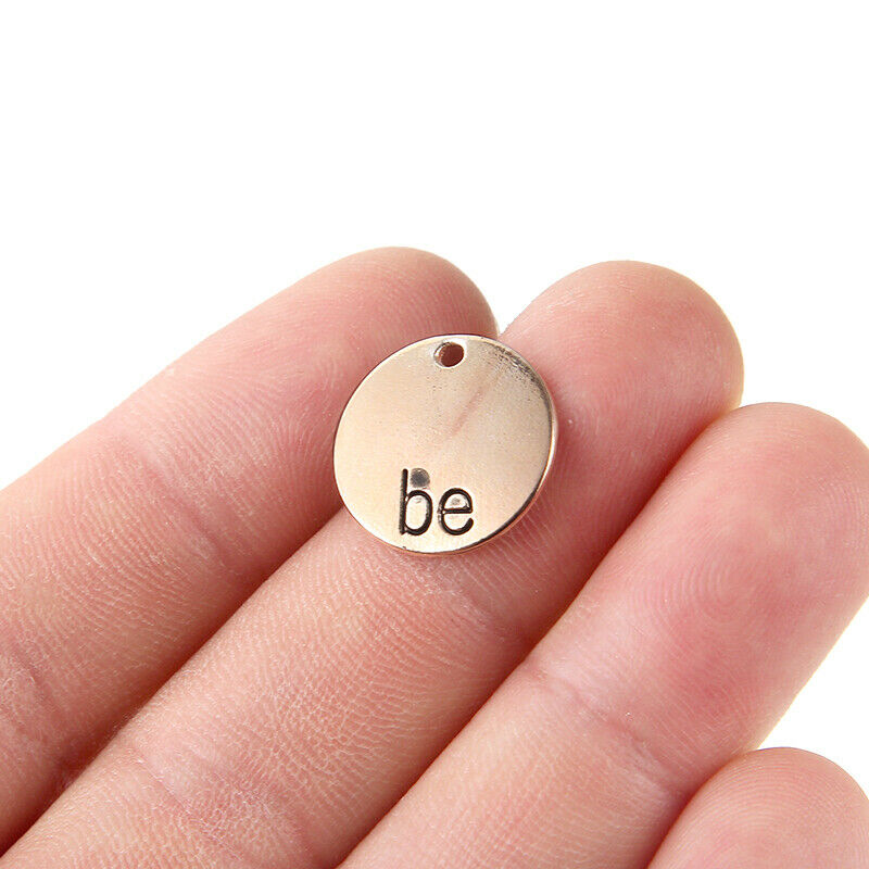10Pcs Rose Red Round "Be"Charm Pendant Jewelry Charms Necklace Craft Making DIY