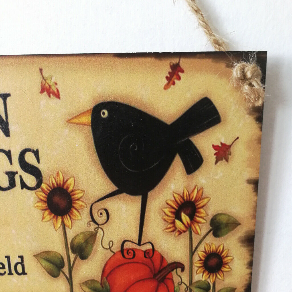 Autumn Greetings-Wooden Harvest Home Wall Door Hanging Sign Thanksgiving