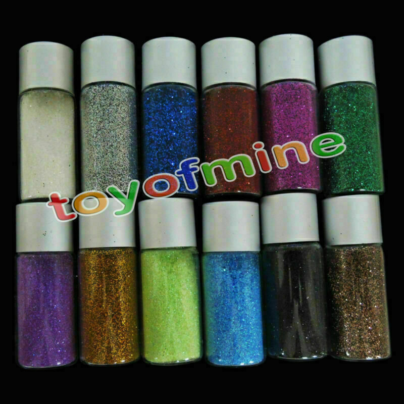 12 glitter decoration nail art powder dust bottle S052