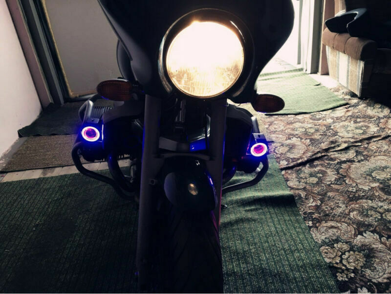 2PCS CREE LED 125W Motorcycle Headlights Driving Fog Lights Spot Lamp DRL+Switch