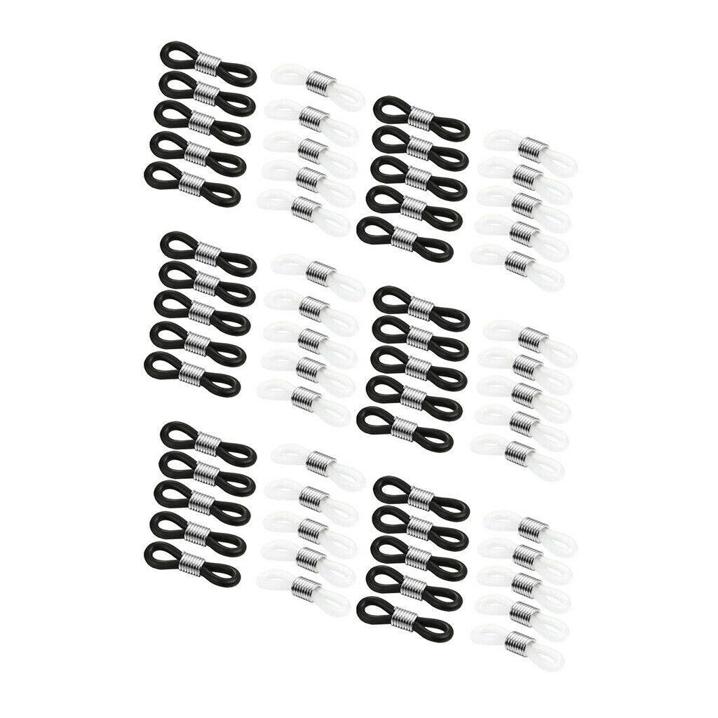 60 Lot Rubber Clasps for Glasses Holder Necklace Chain 22mm Black