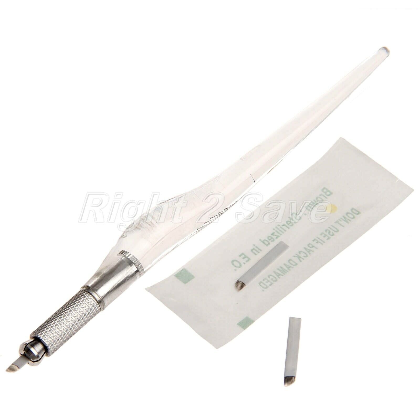 Manual Tattoo Pen+50x 12Pin Blade Eyebrow Tattoo Needles Permanent Makeup Tool
