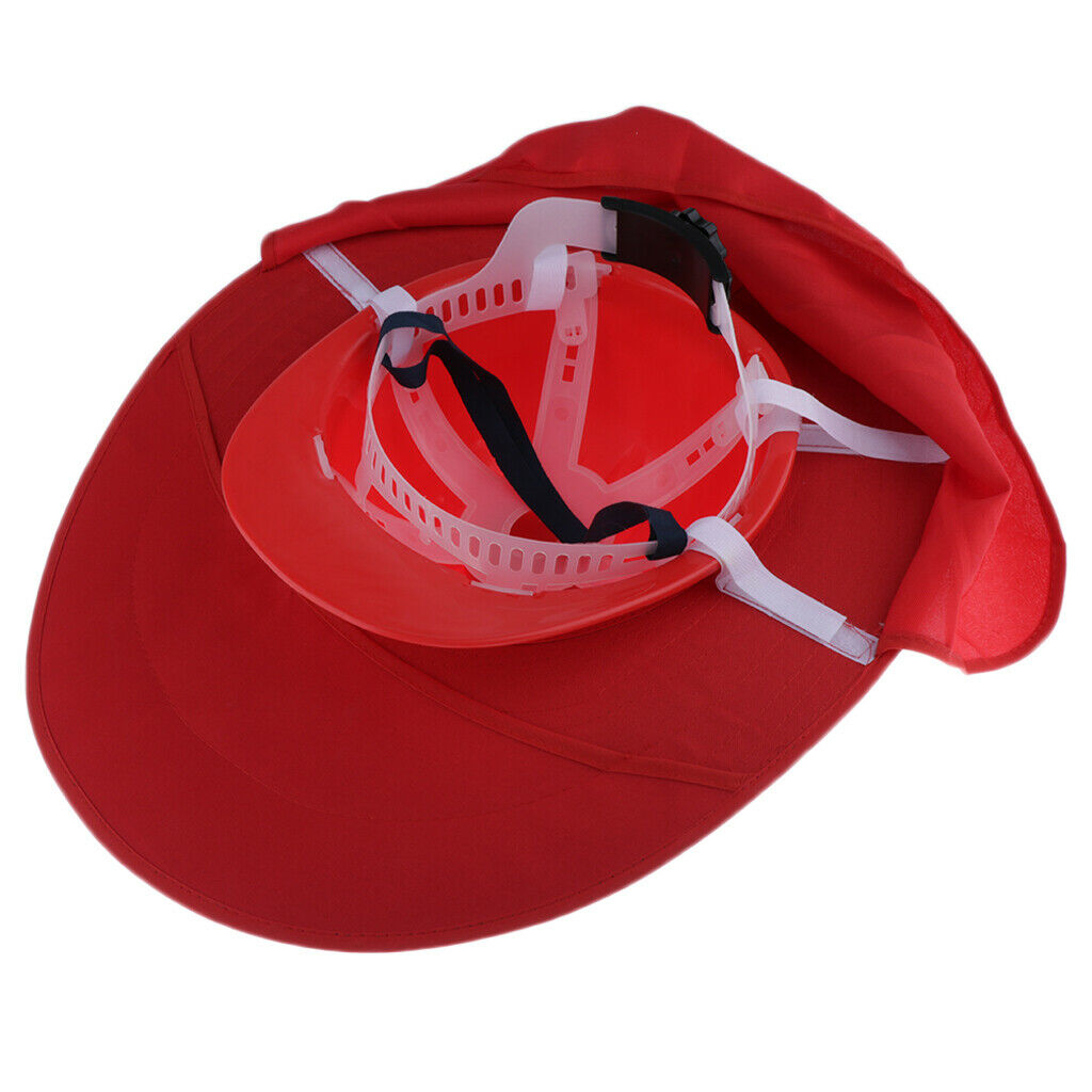 Safety Hard Hat Helmet with Full Brim Neck Sun Shield for summer  Red