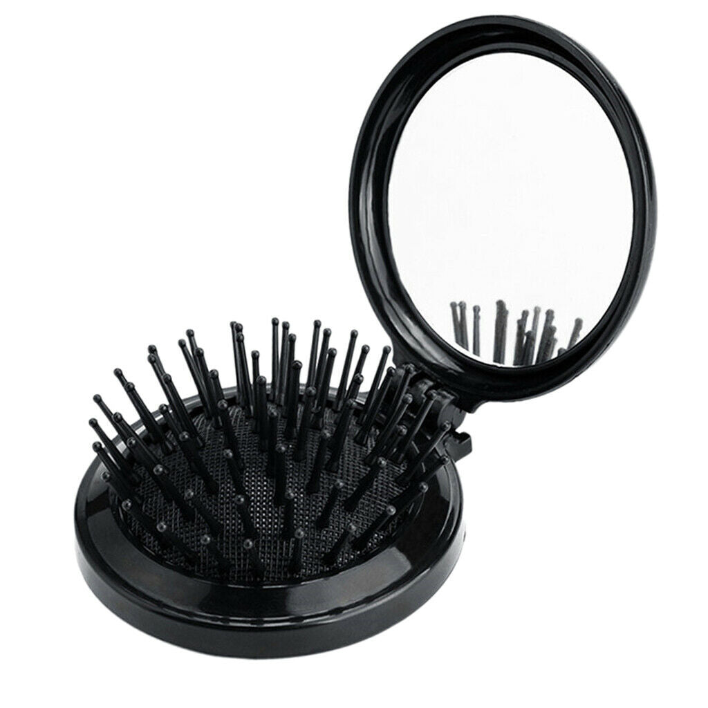 Travel Folding Hair Comb Mini Air Cushion Scalp Massage Comb Brush Black