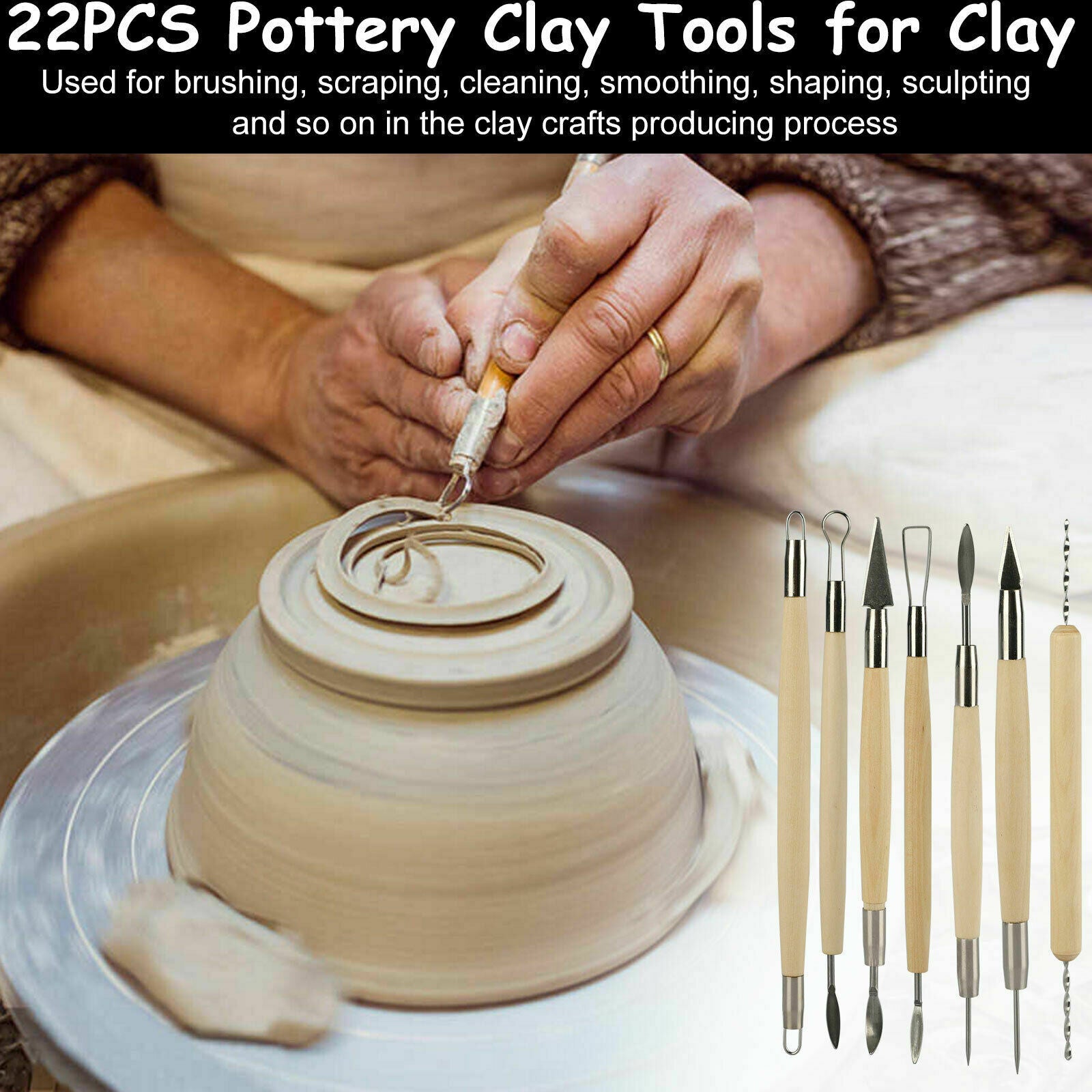 22in1 Clay Sculpting Set Pottery Carving Tools Polymer Modeling Ceramics Art Kit