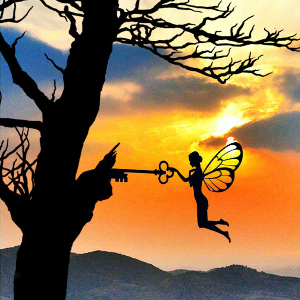 Outdoor Garden Decor Metal Fairy Silhouette Statue for Home Decor Tree Wall